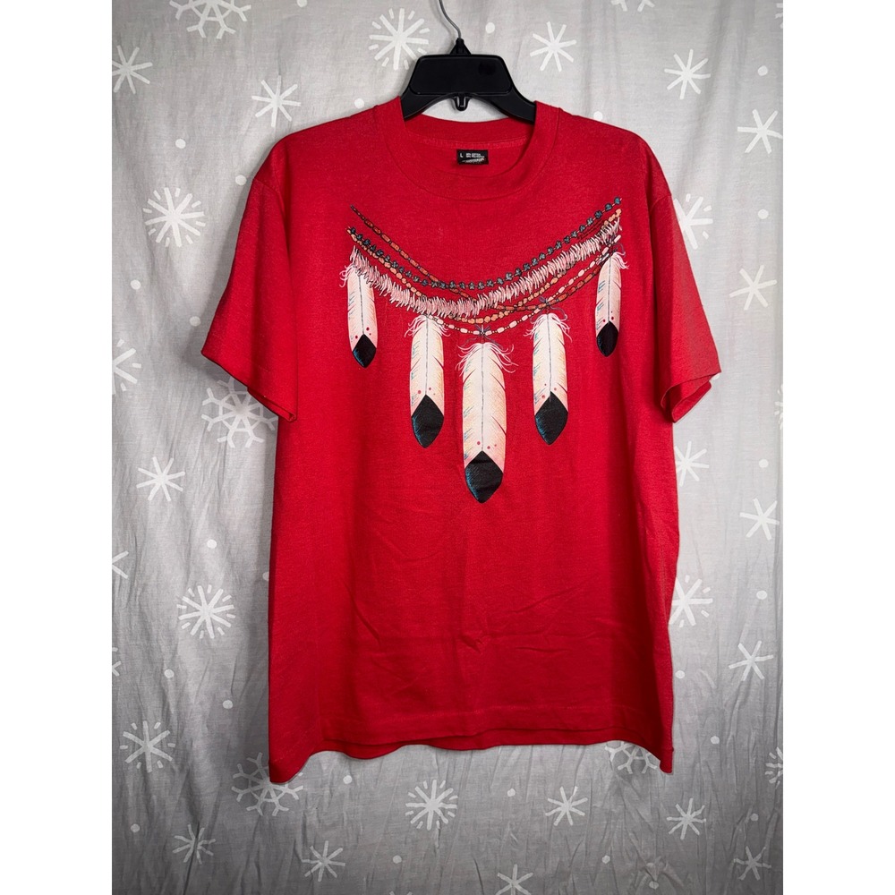 Vintage Screen Stars Best Red Feather Graphic T-Shirt Single Stitch Made in USA